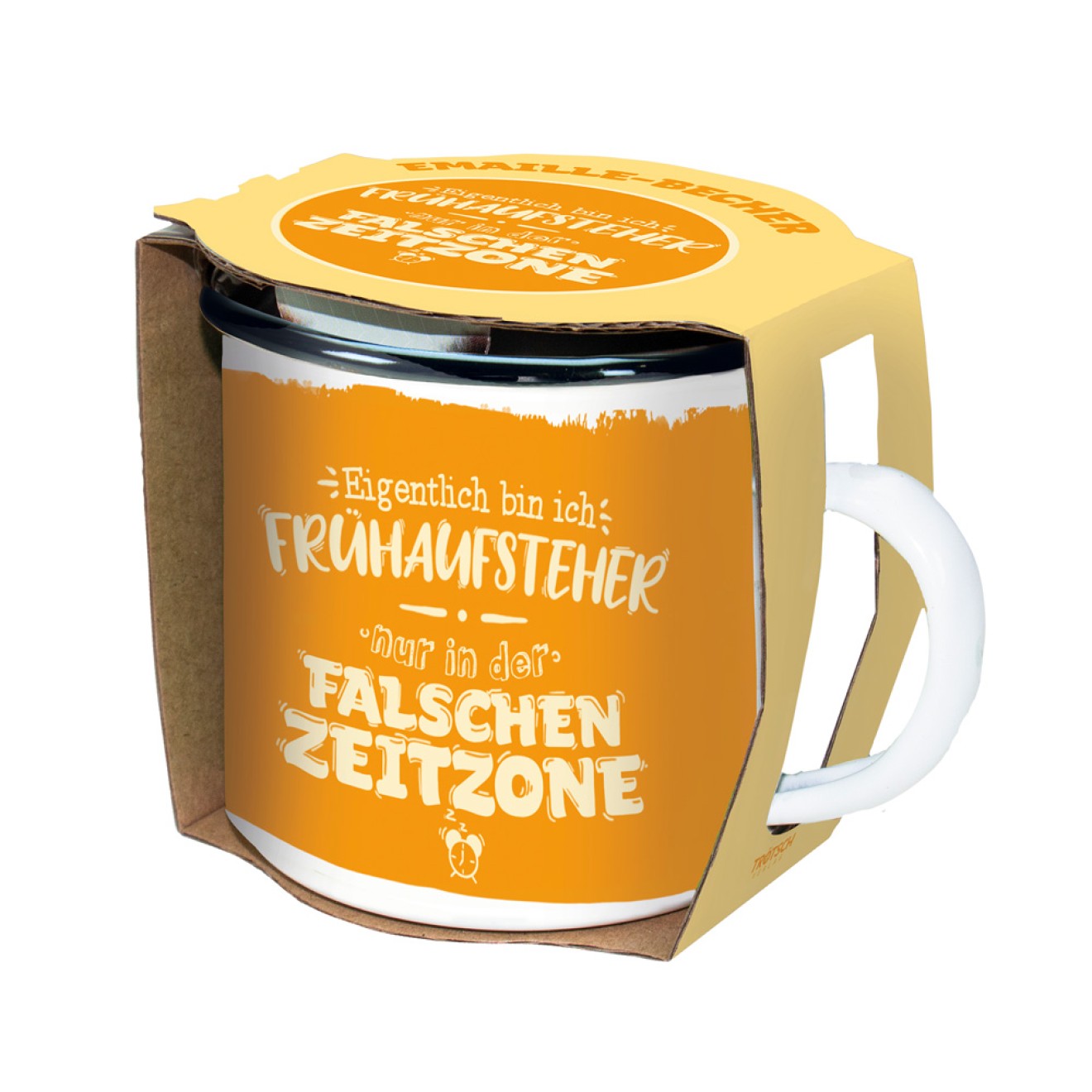 Emaillebecher "Falsche Zeitzone"
