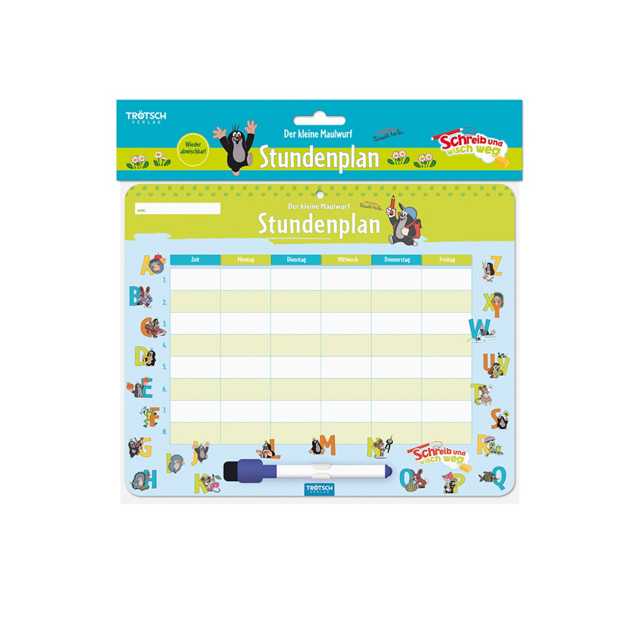 DER KLEINE MAULWURF Stundenplan abwischbar "Maulwurf"