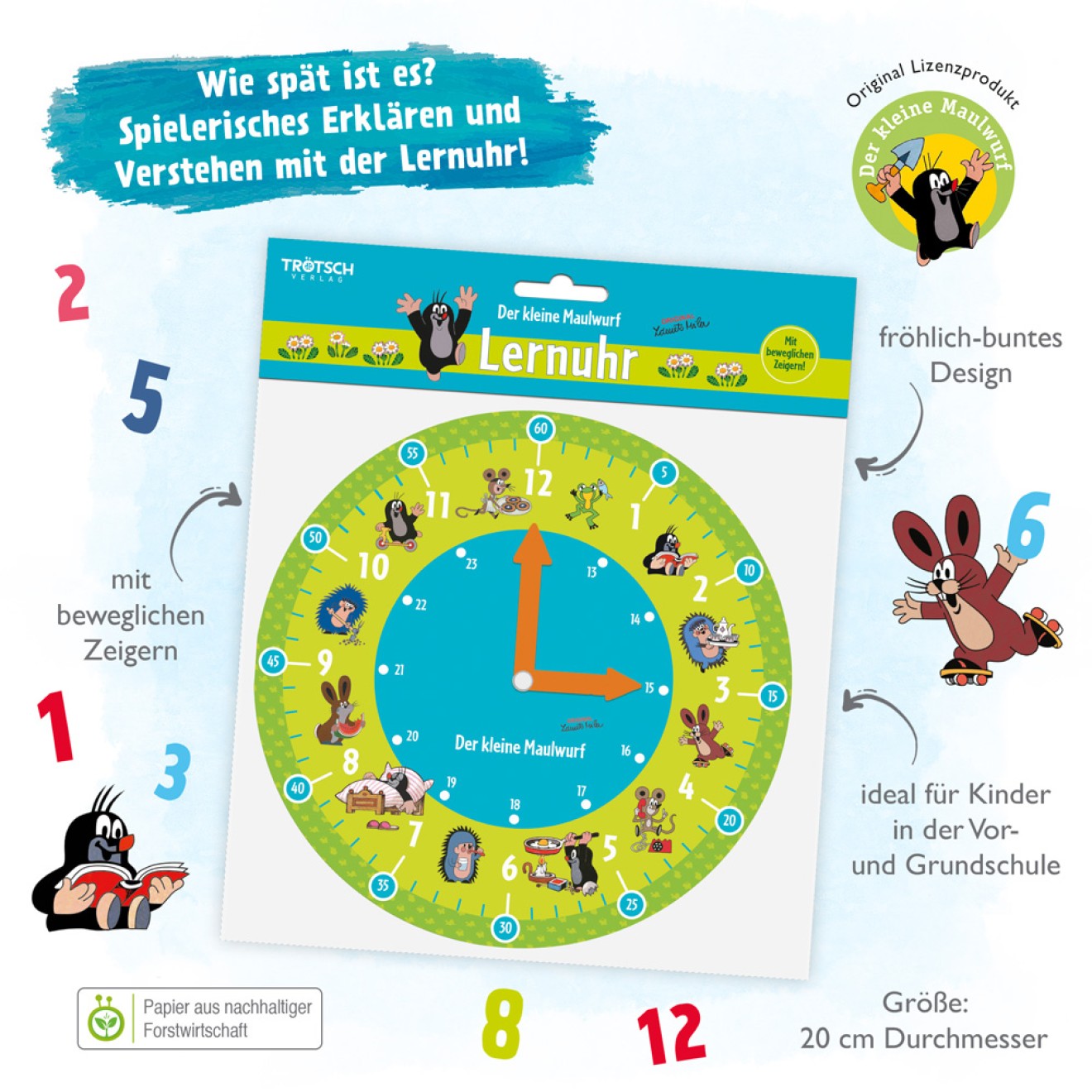 DER KLEINE MAULWURF Lernuhr " Maulwurf"