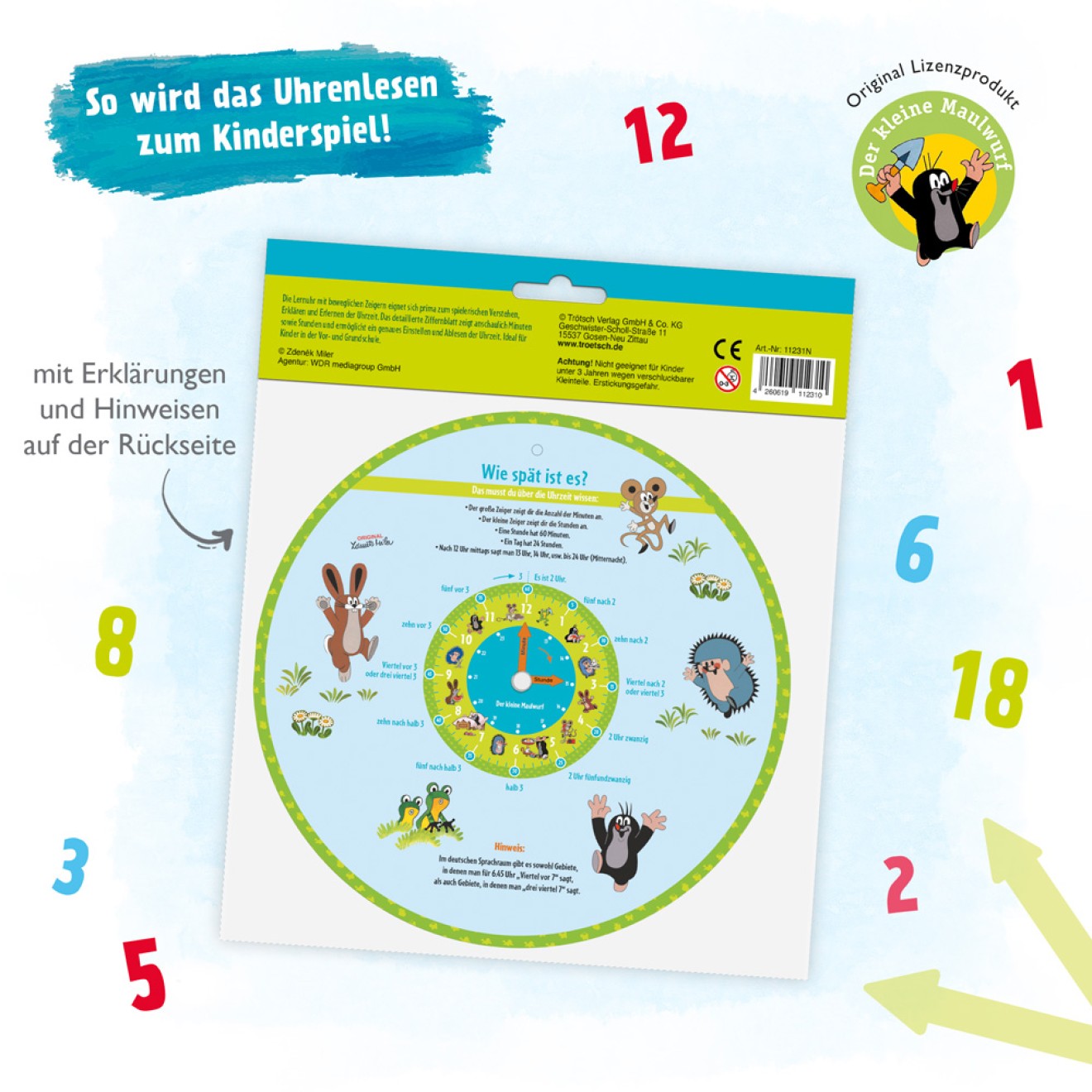DER KLEINE MAULWURF Lernuhr " Maulwurf"
