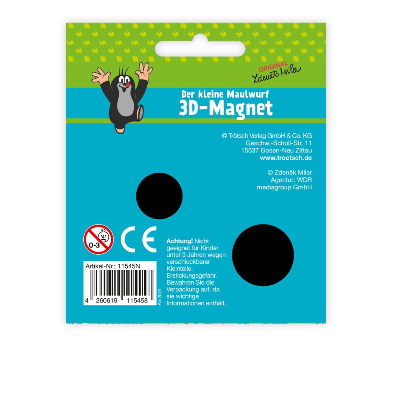 DER KLEINE MAULWURF 3D Magnet "Flugzeug"