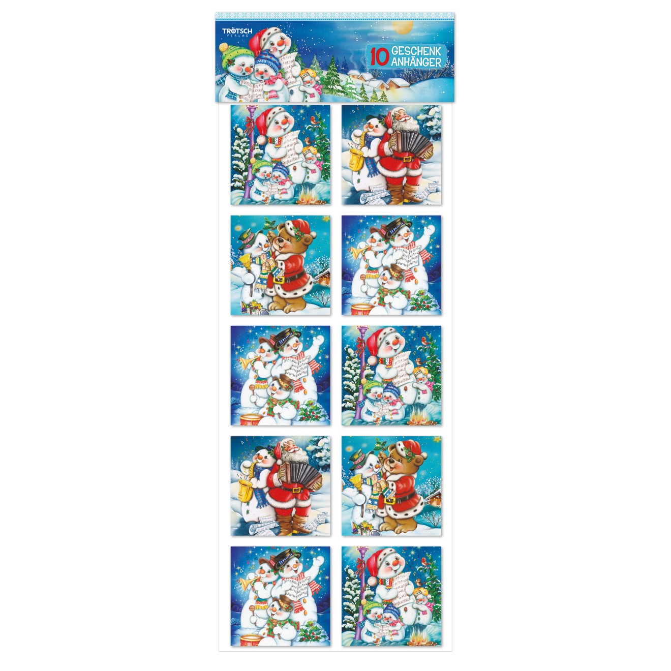 10er Geschenkanhänger Schneemann