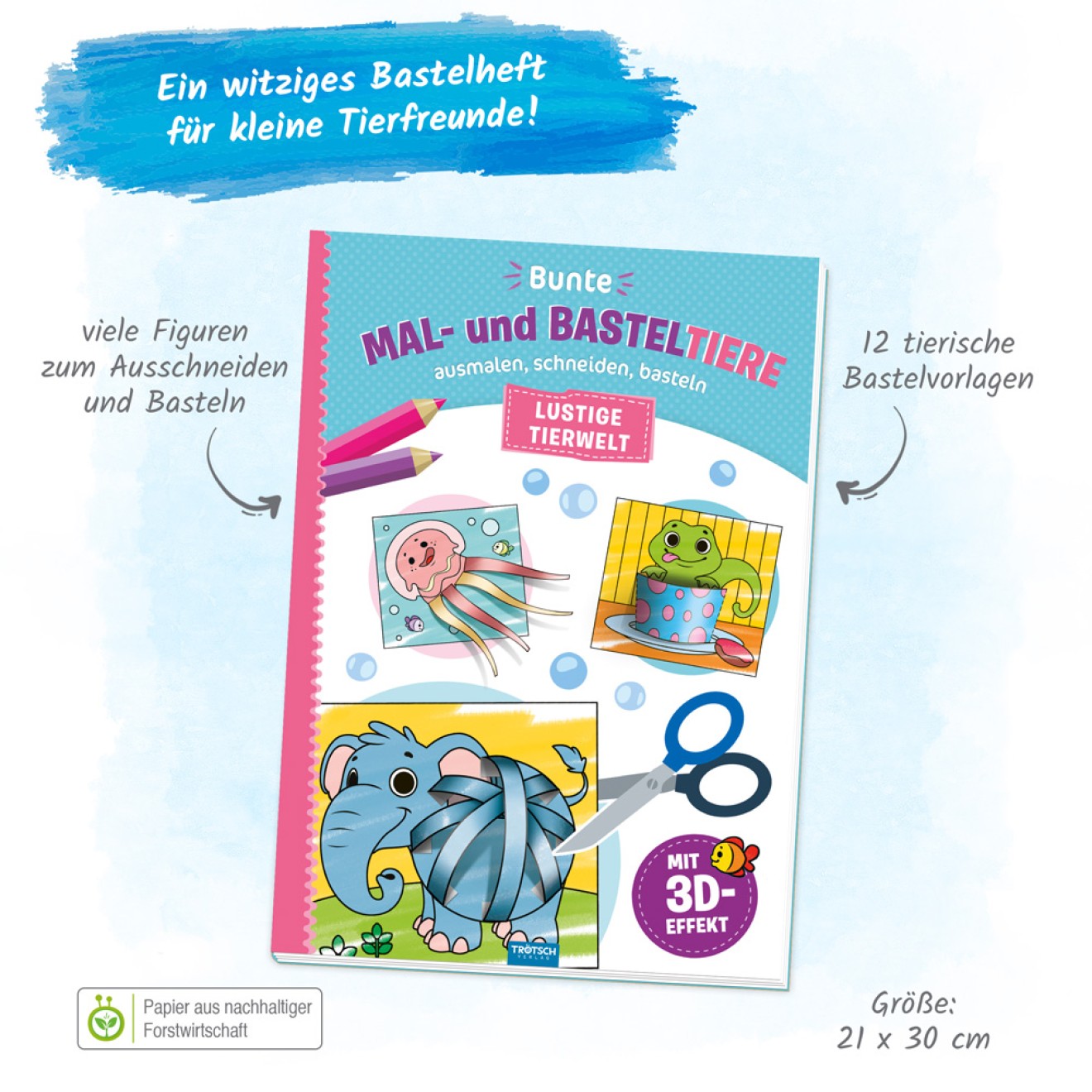 Bunte Mal- und Basteltiere "Lustige Tierwelt"
