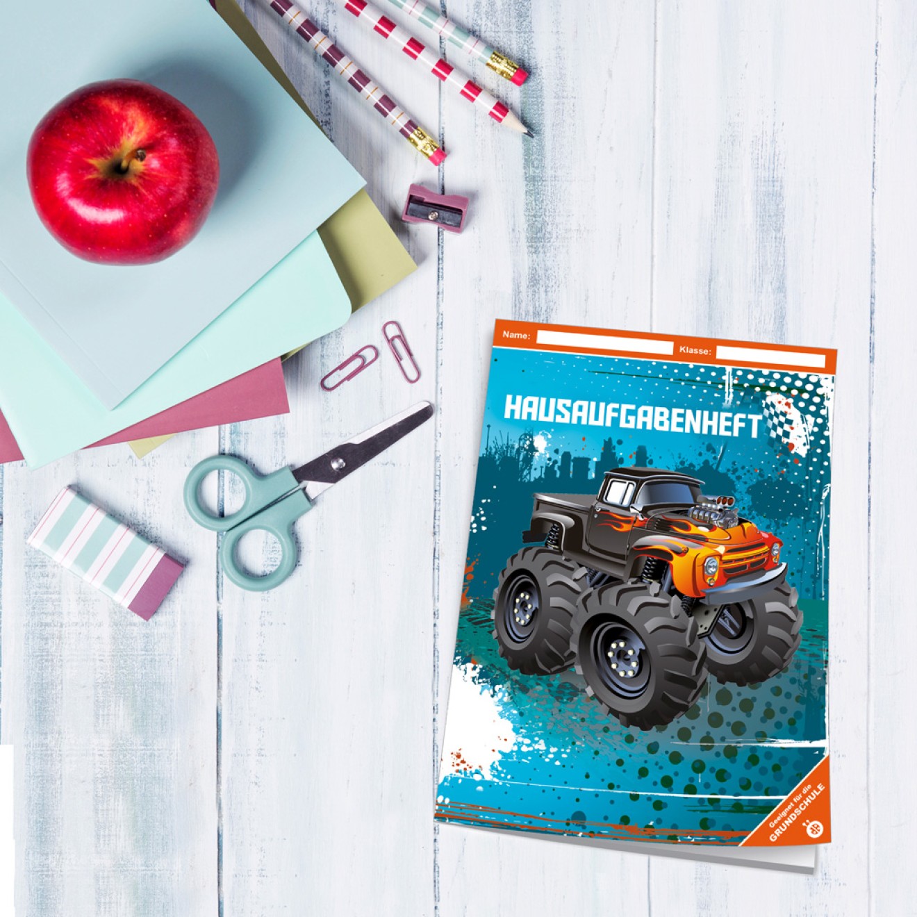 Hausaufgabenheft Grundschule Monstertruck