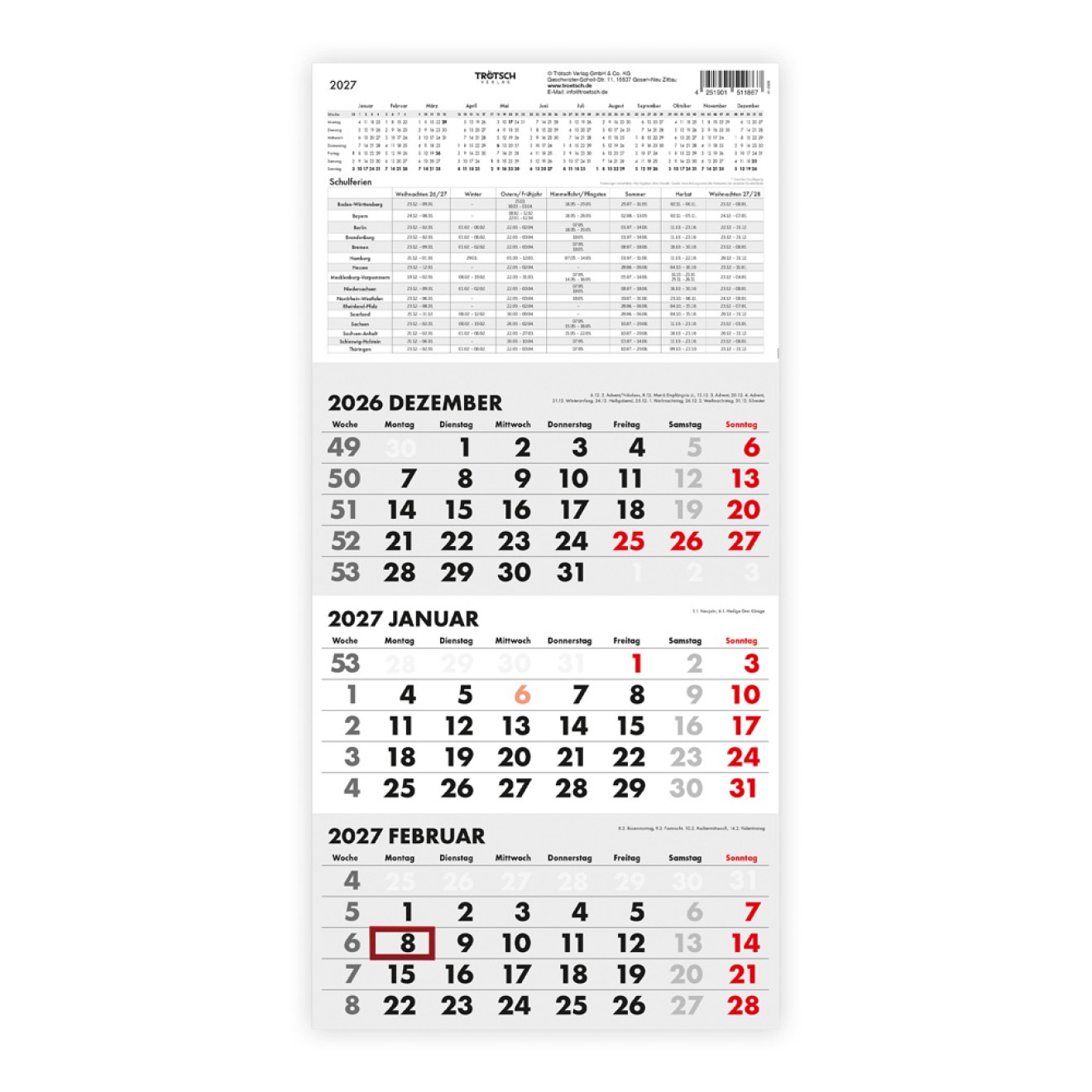 Dreimonatskalender Drei-Monatskalender 2027
