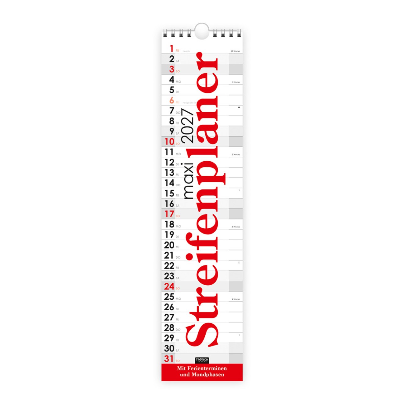 Maxi-Streifenkalender ROT