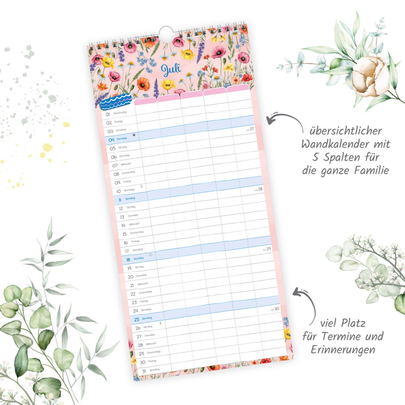 Familienkalender Familienterminer Blumen 2027