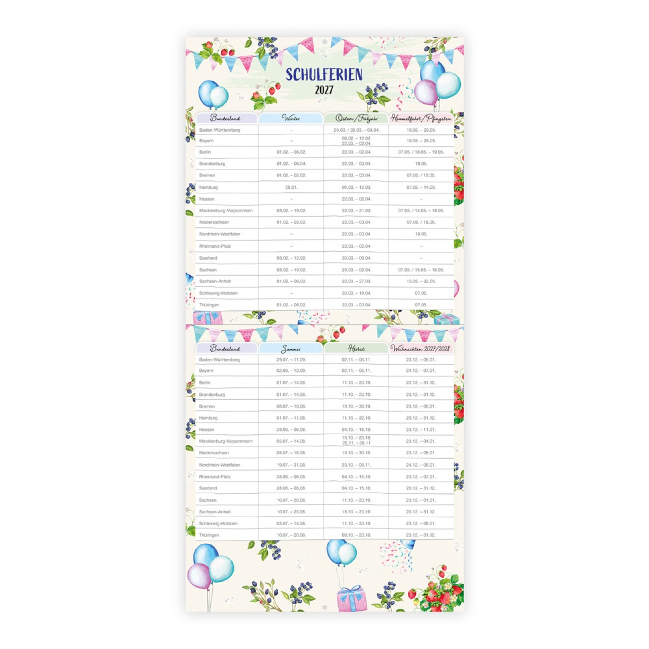 Broschürenkalender Familienplaner 2027