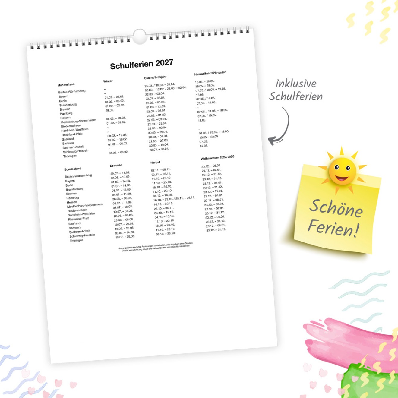 Großbildkalender XL Familienplaner 2027 mit 6 Spalten