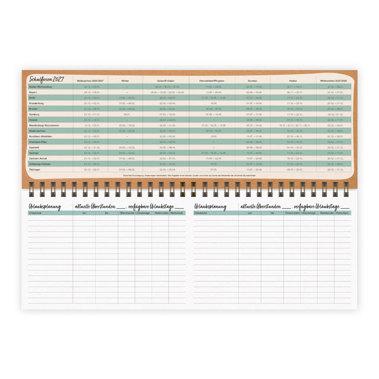 Wochentischkalender Natur 2027