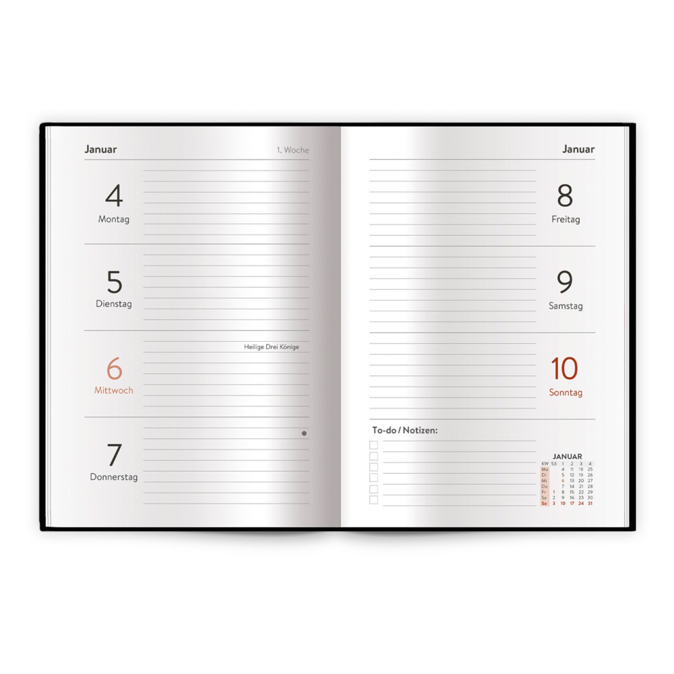 Taschenkalender A6 schwarz 2027