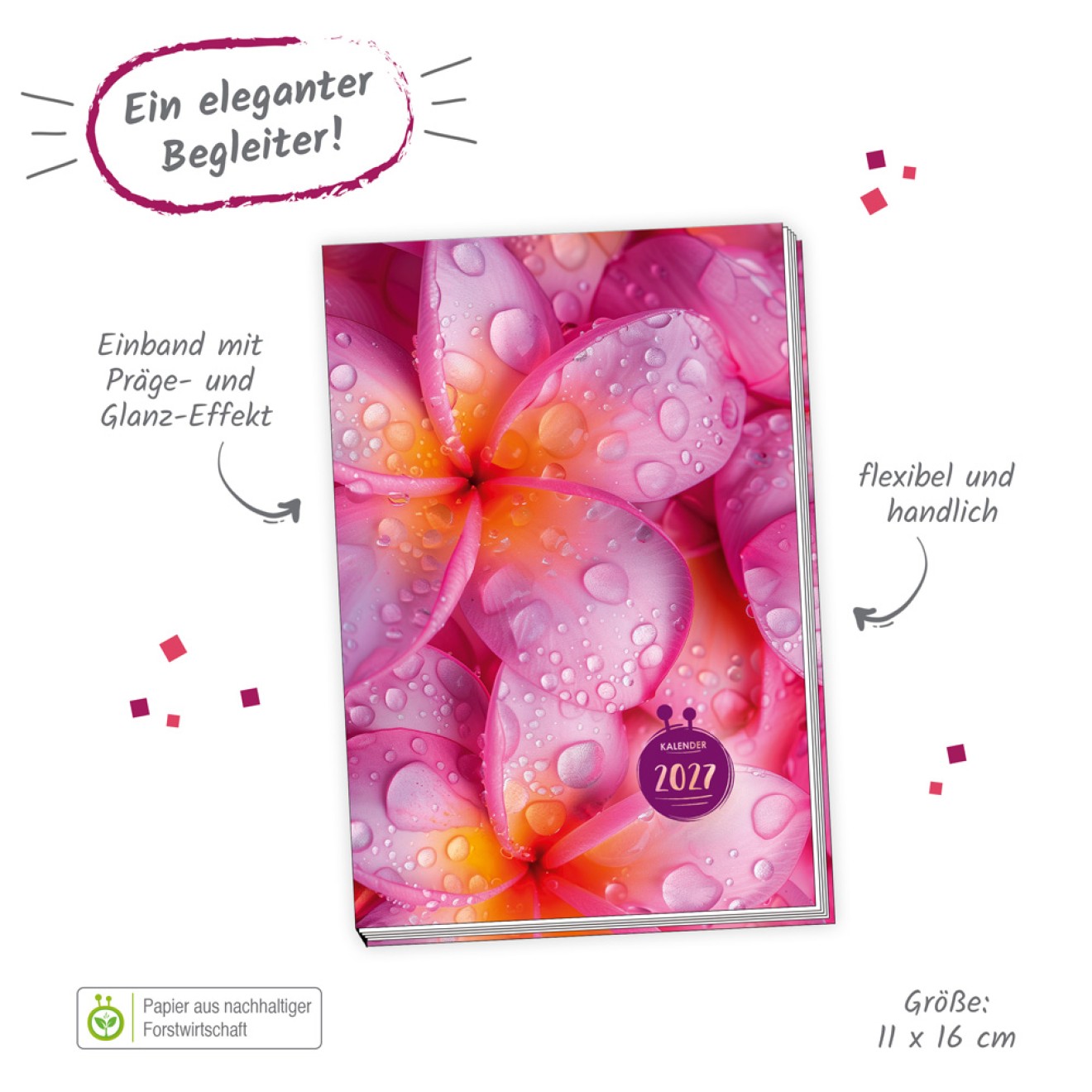 Taschenkalender A6 Flowers 2027