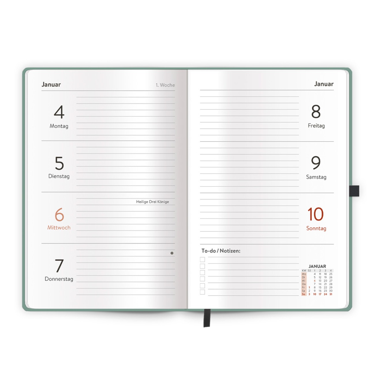 Taschenkalender A6 Soft Touch Premium Aquamarin 2027