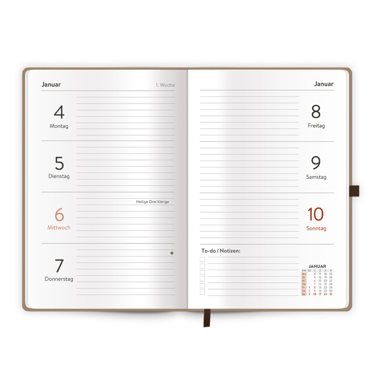 Taschenkalender A6 Soft Touch Premium Sand 2027