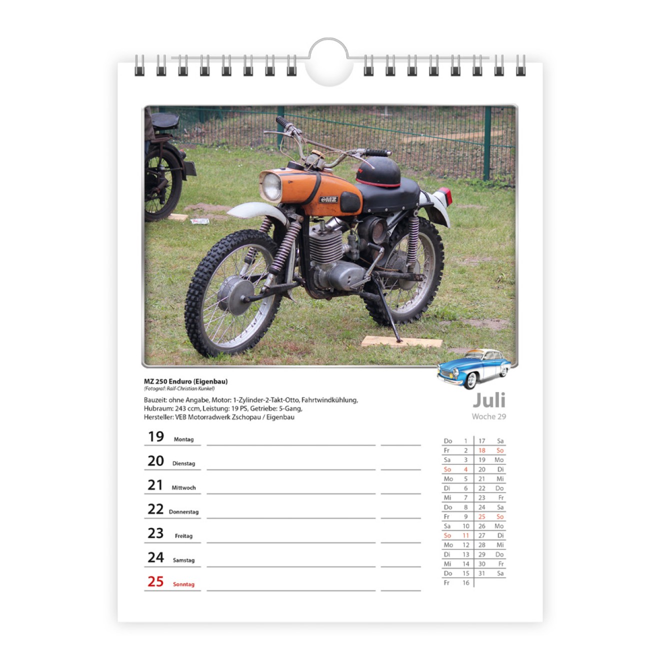 Wochenkalender zum Hängen DDR-Fahrzeuge 2027