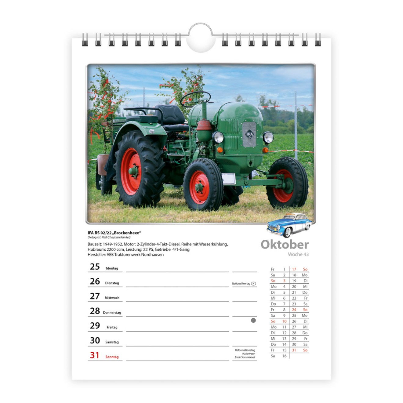 Wochenkalender zum Hängen DDR-Fahrzeuge 2027