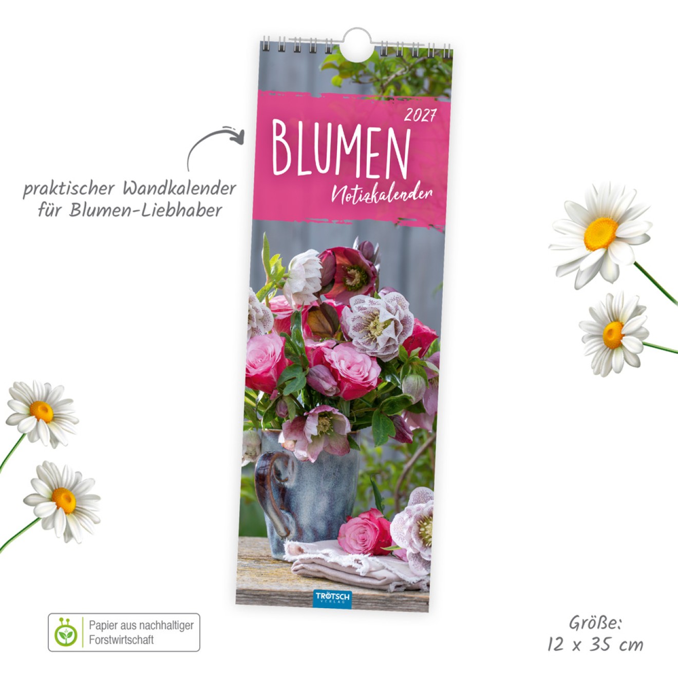 Streifenkalender Blumen 2027 Notizkalender