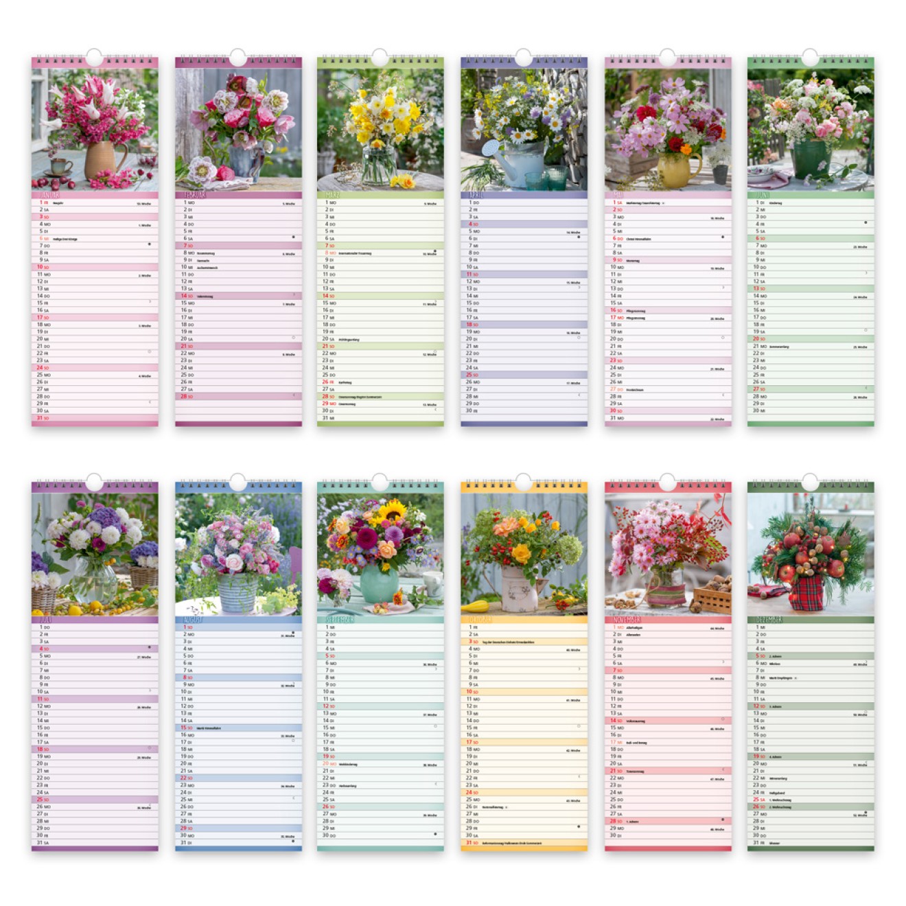 Streifenkalender Blumen 2027 Notizkalender