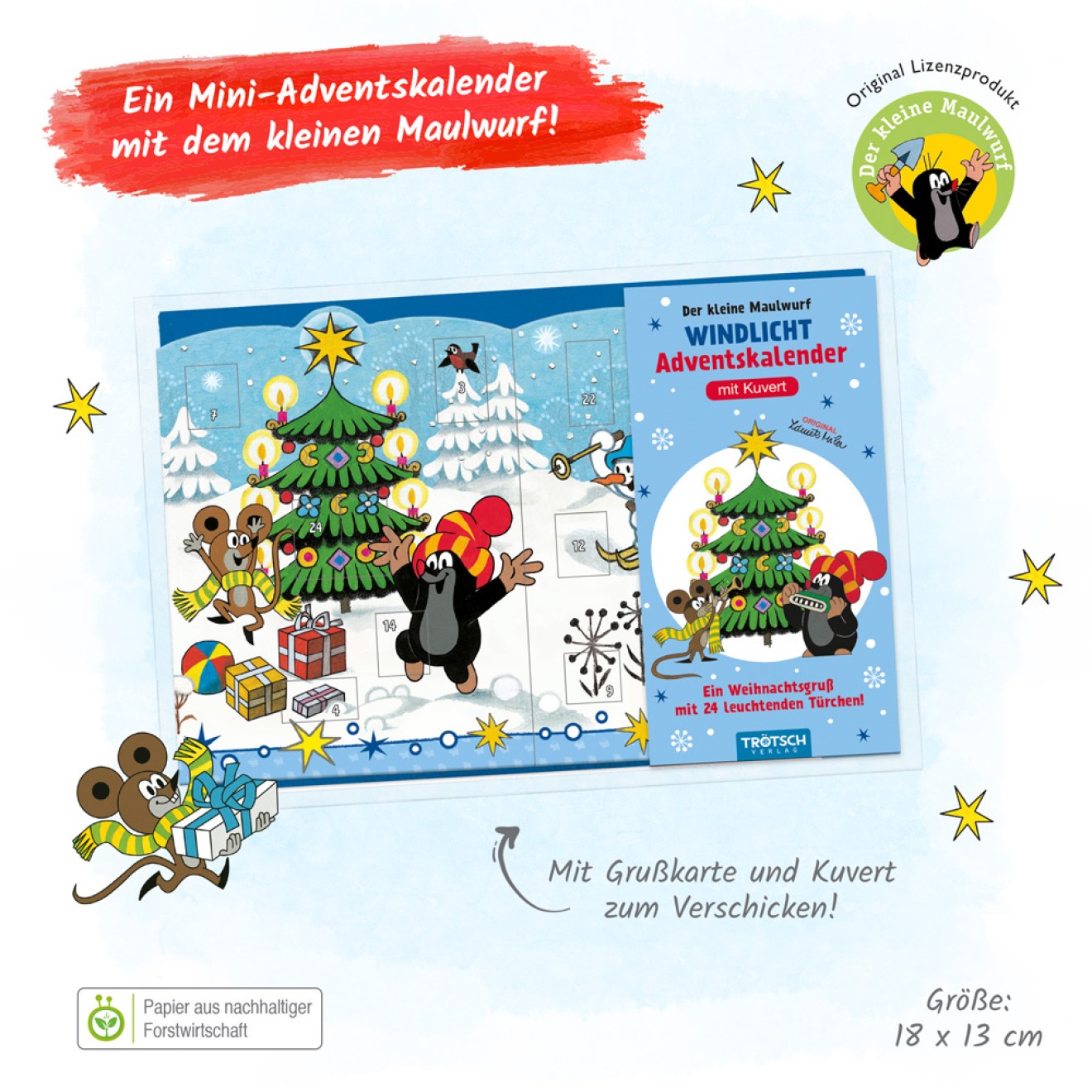 Der kleine Maulwurf Windlicht-Adventskalender