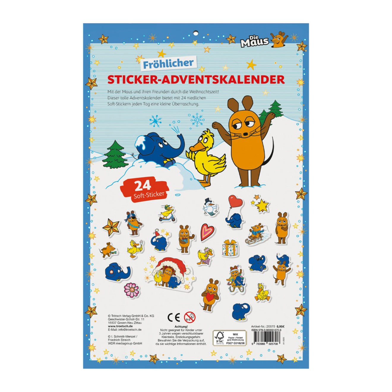 Die Maus Adventskalender mit 24 Soft-Stickern Sticker Adventskalender | Ab 3 Jahren
