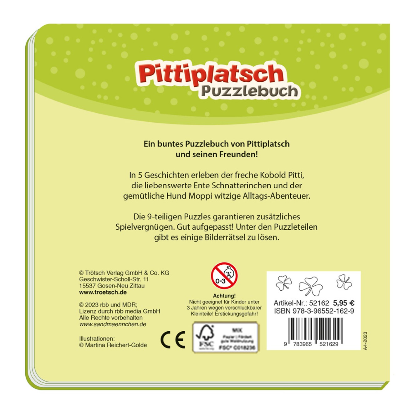 UNSER SANDMÄNNCHEN Puzzlebuch "Pittiplatsch"