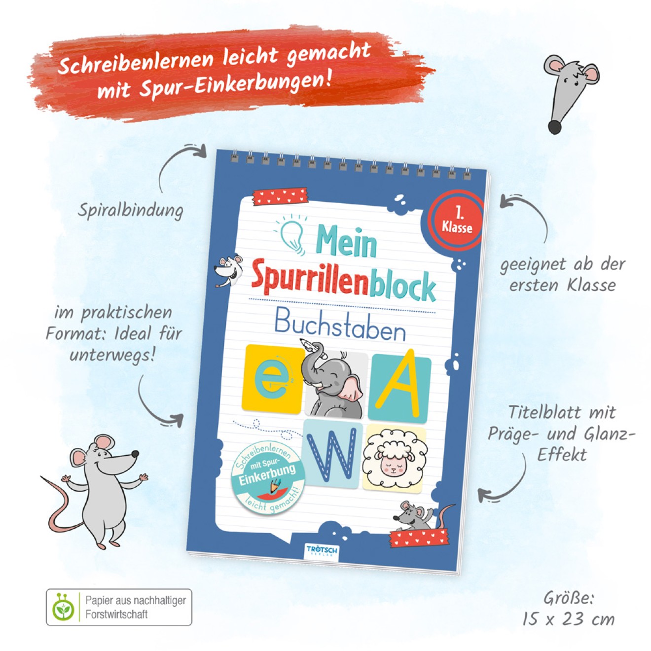 Spurrillenblock Buchstaben