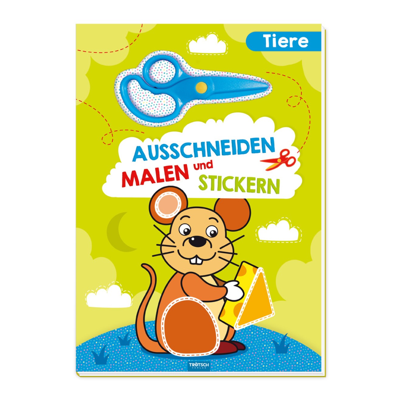 Bastelbuch "Tiere" mit Schere Ausschneiden, Malen und Stickern