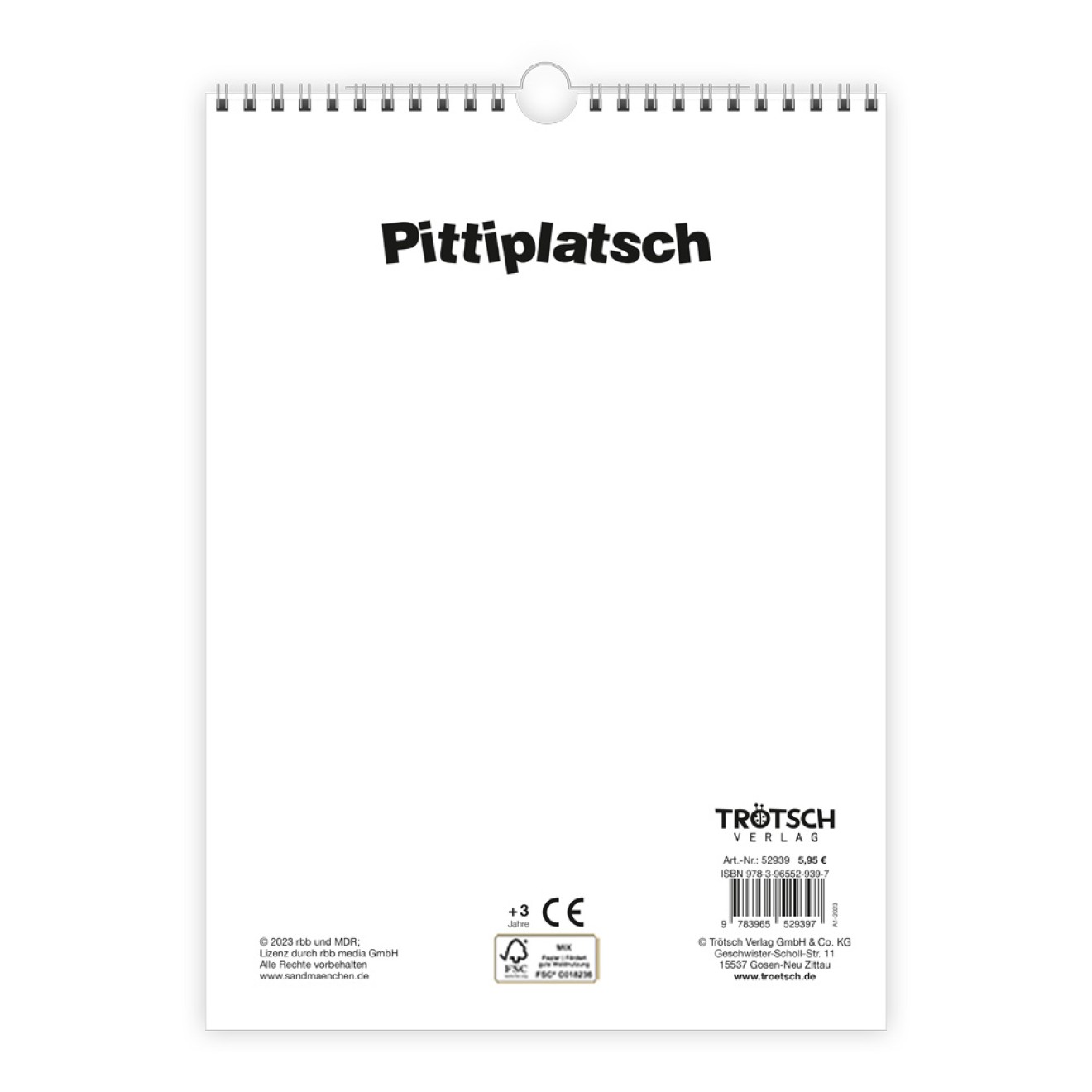 Ausmalkalender immerwährend Pittiplatsch