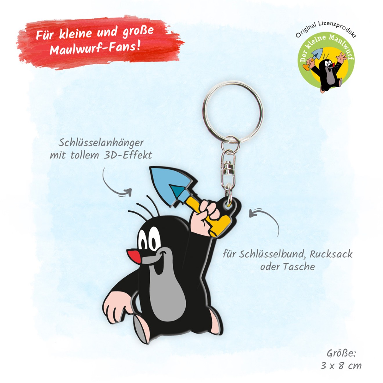 DER KLEINE MAULWURF 3D Schlüsselanhänger "Maulwurf Schaufel"