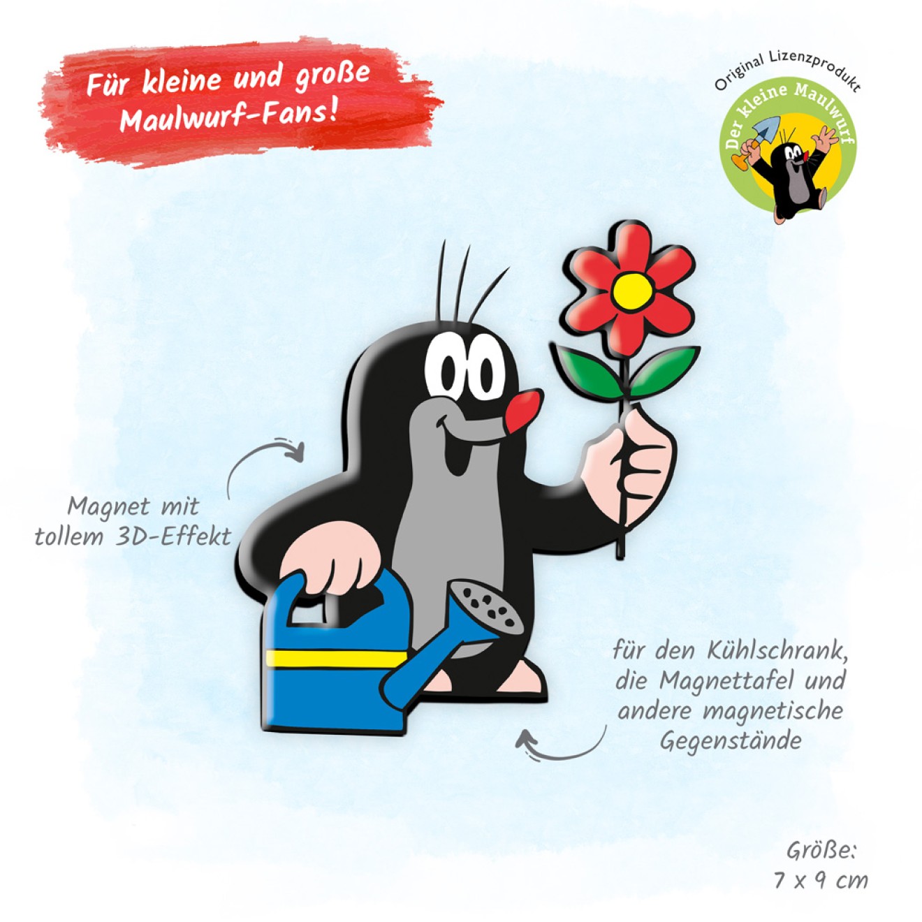 DER KLEINE MAULWURF 3D Magnet "Maulwurf mit Gießkanne"