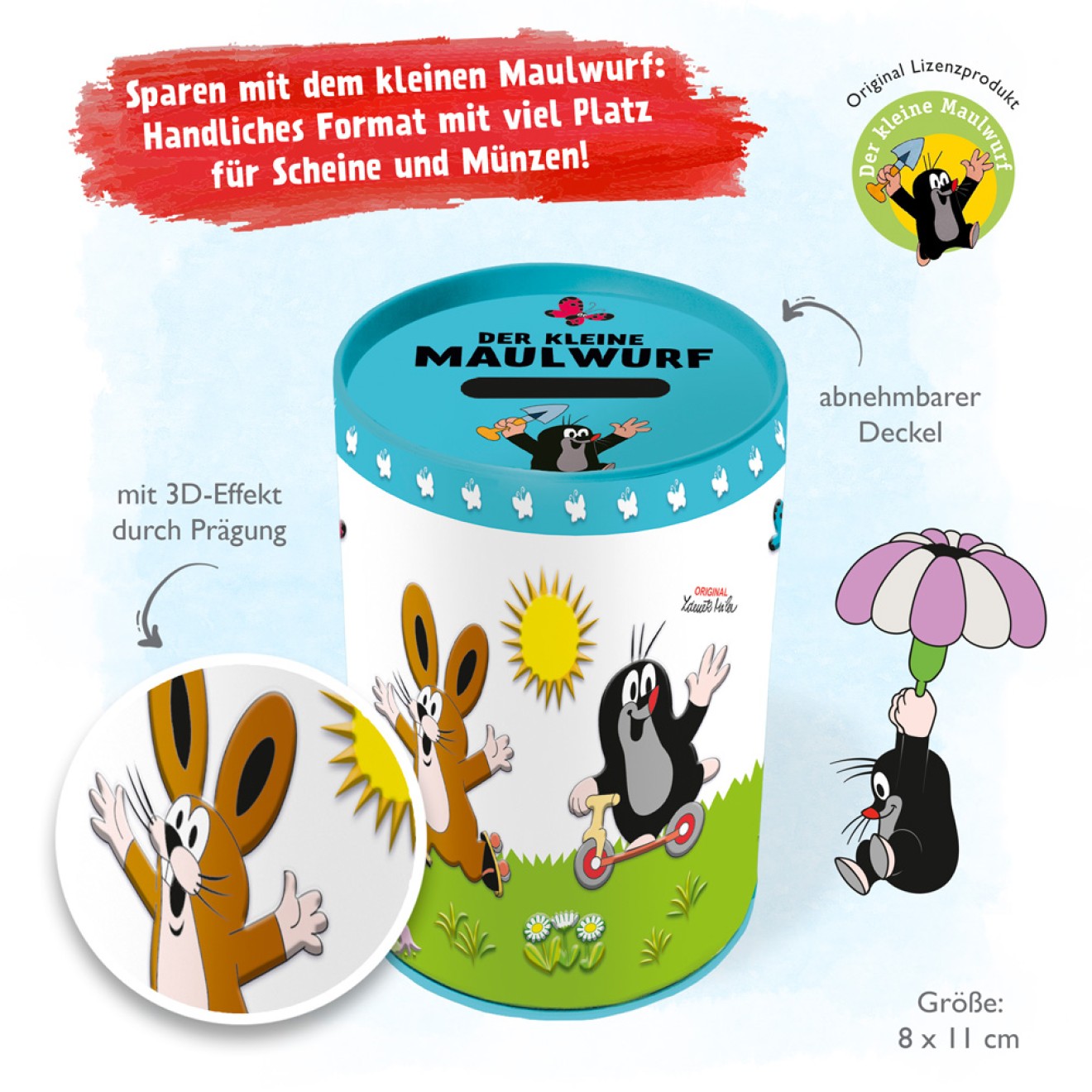 DER KLEINE MAULWURF Spardose "Fahrzeuge"