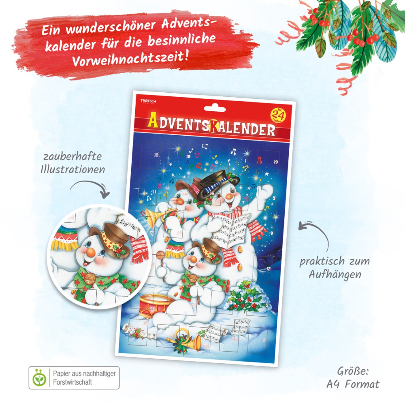 Adventskalender A 4 Schneemann