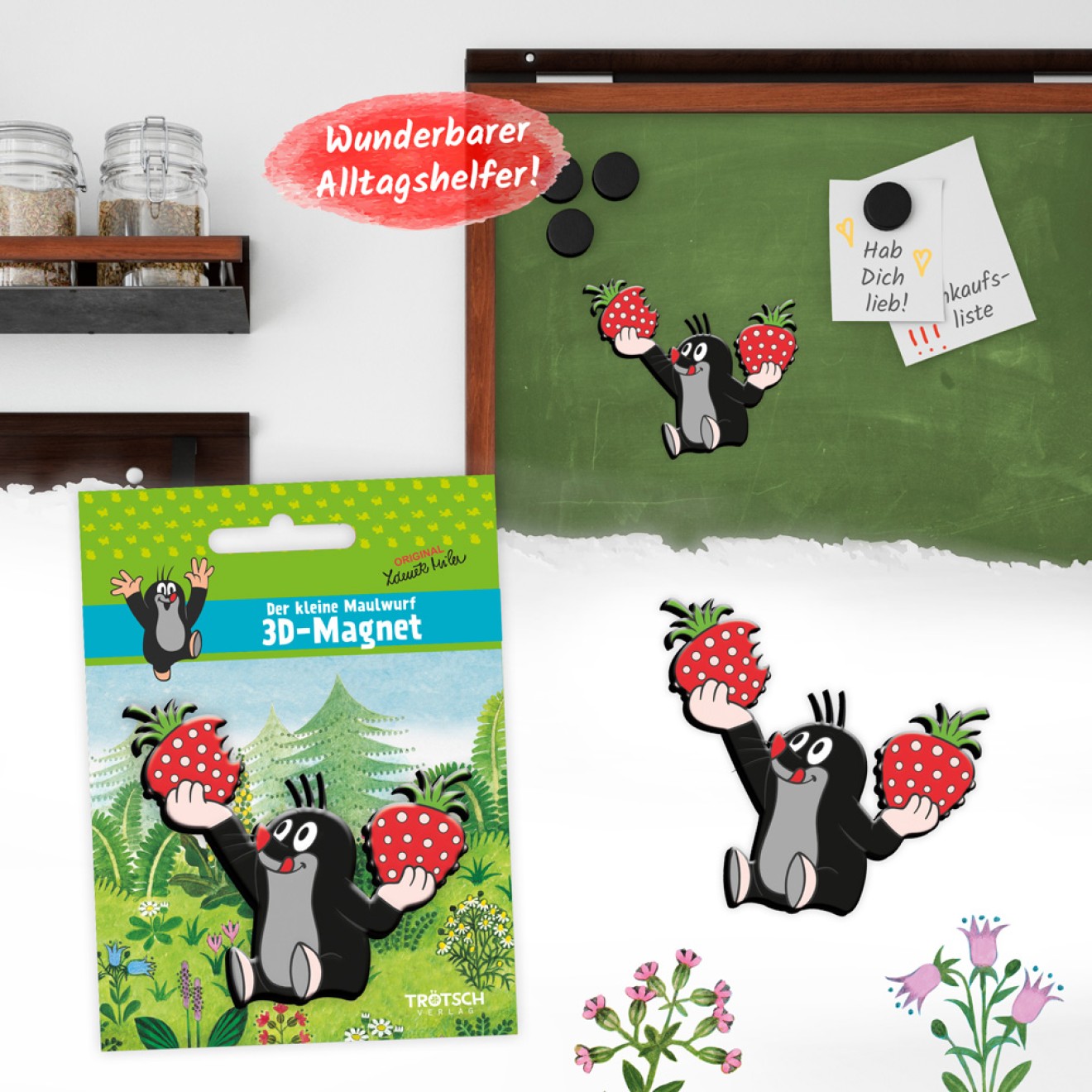 DER KLEINE MAULWURF Magnet "Maulwurf Erdbeere"