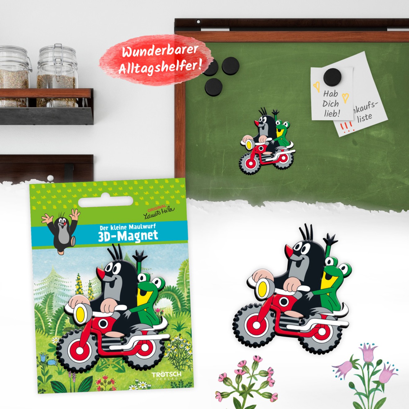DER KLEINE MAULWURF 3D Magnet "Maulwurf Motorrad"