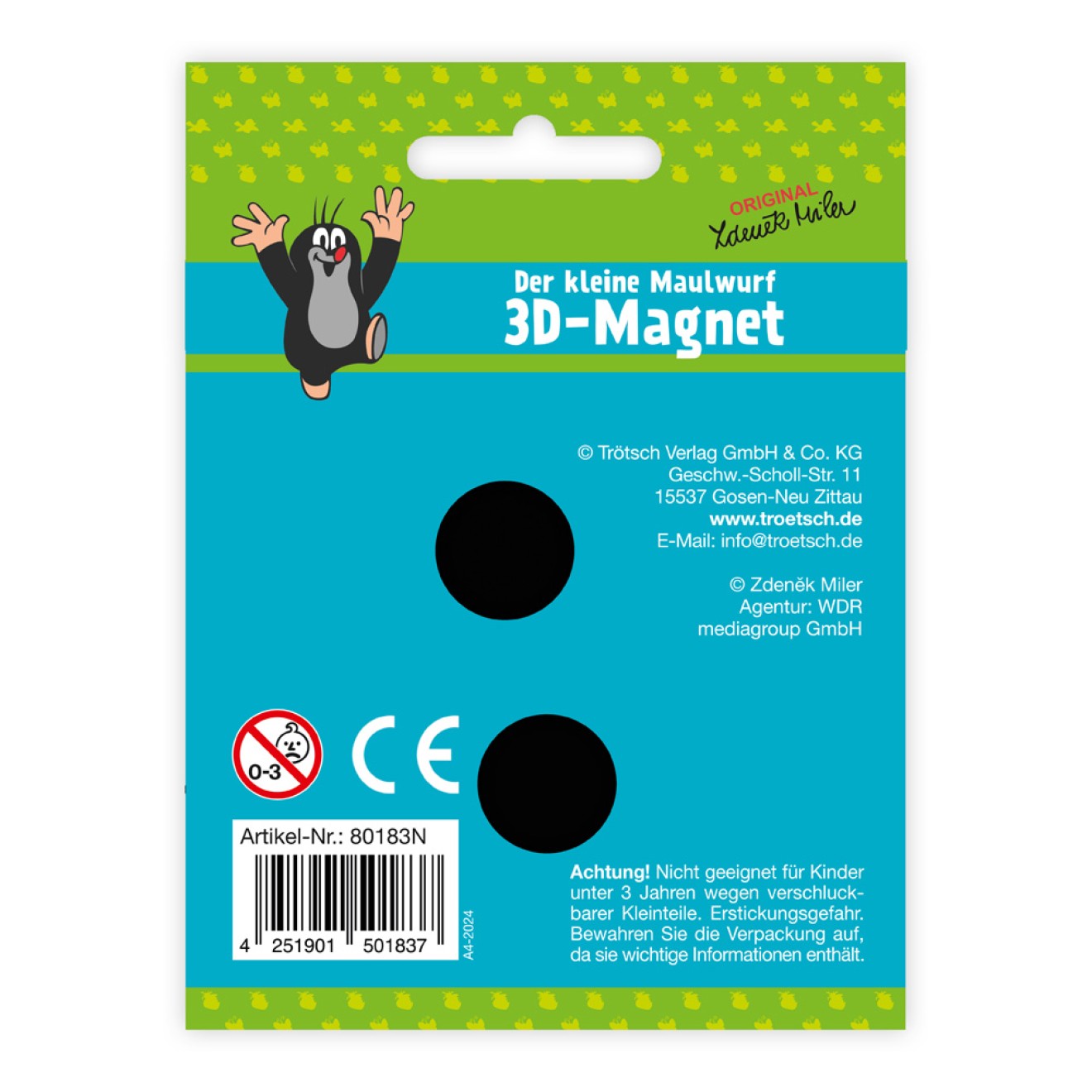 DER KLEINE MAULWURF 3D Magnet "Maulwurf Motorrad"