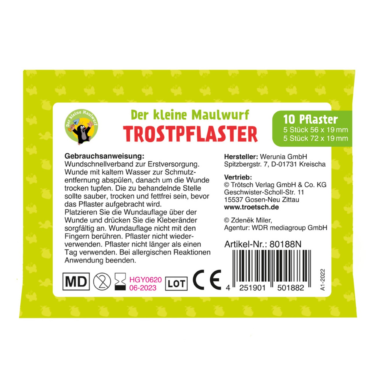 DER KLEINE MAULWURF Trostpflaster Maulwurf grün