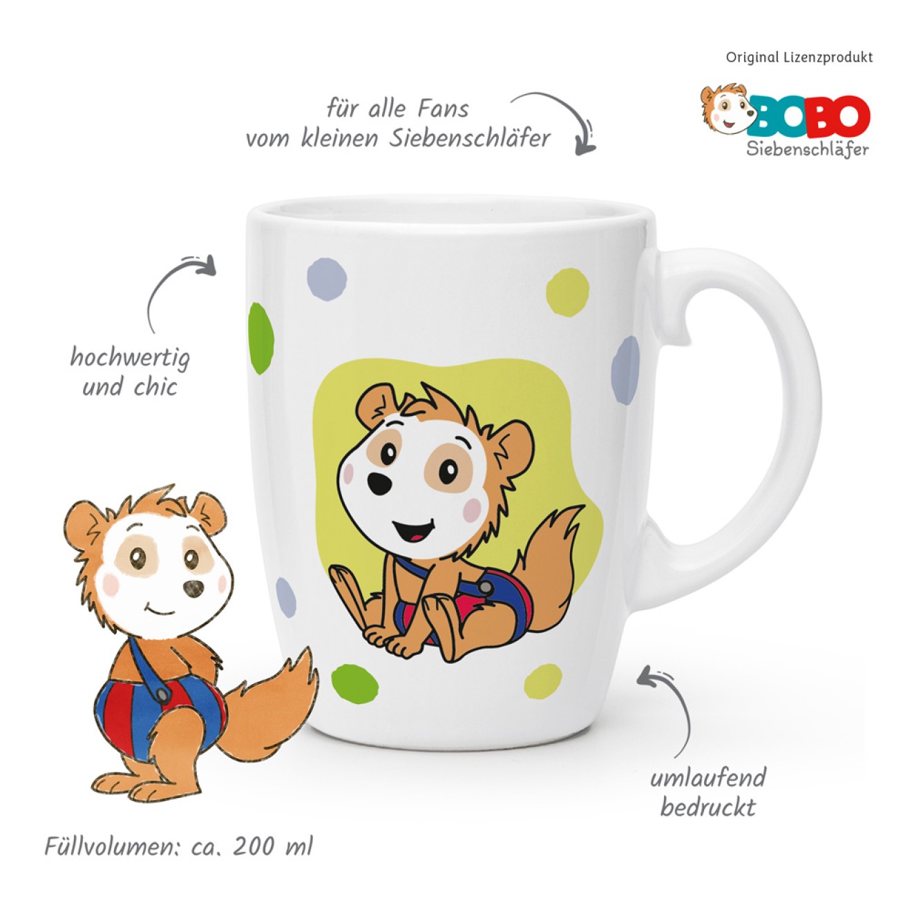 Kindertasse BOBO Punkte grün
