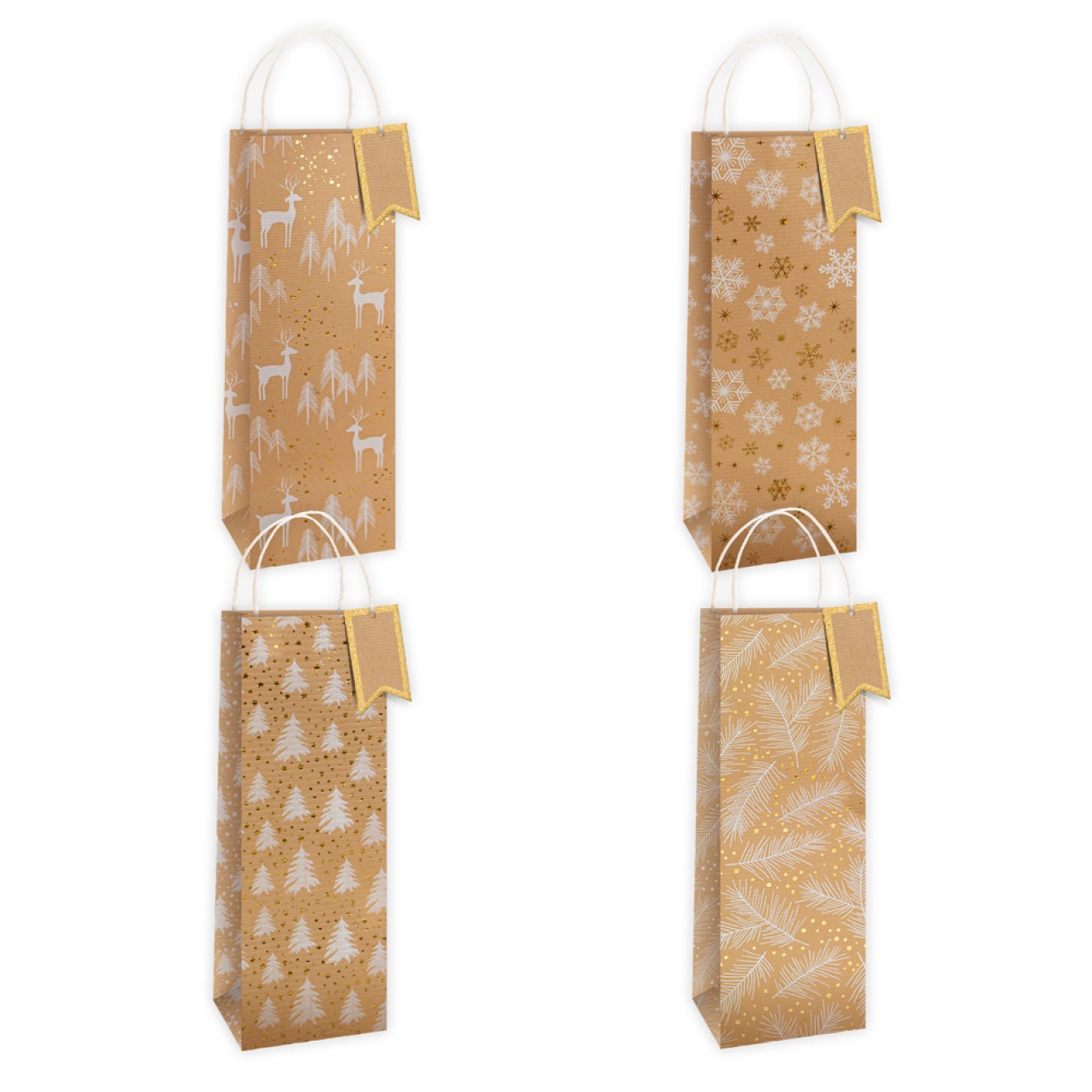 Weihnachts Flaschentasche Kraftpapier
