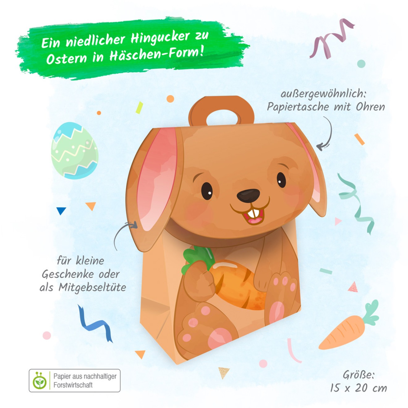 Geschenktasche mit Verschluss "Hase"