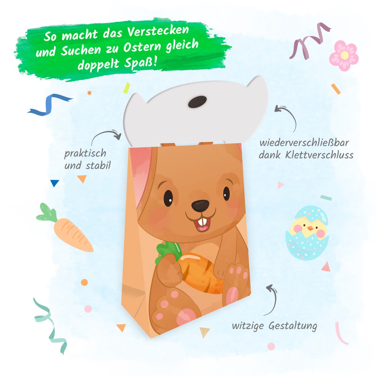 Geschenktasche mit Verschluss "Hase"