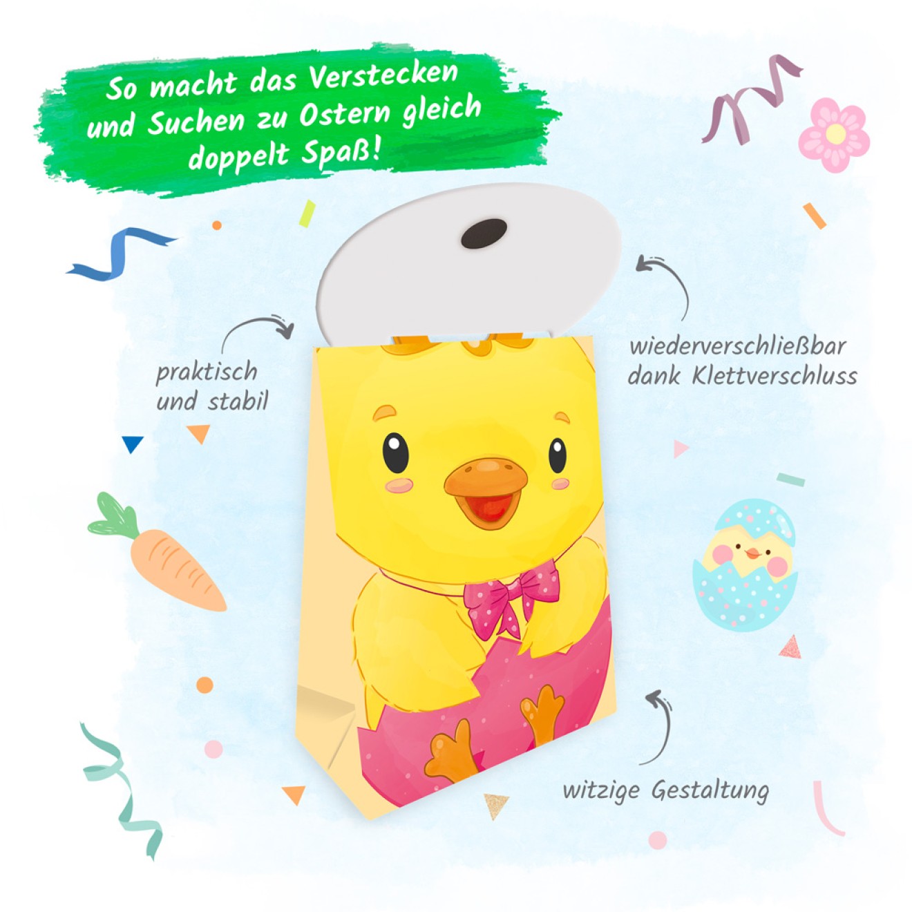 Geschenktasche mit Verschluss "Küken"
