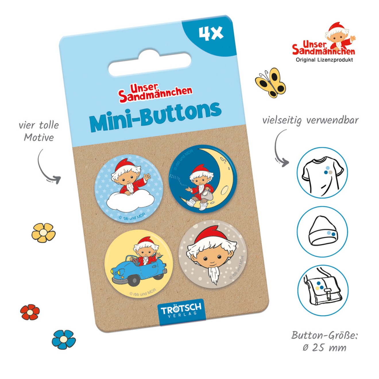 Unser Sandmännchen 4erSet Mini-Buttons "Sandmann"