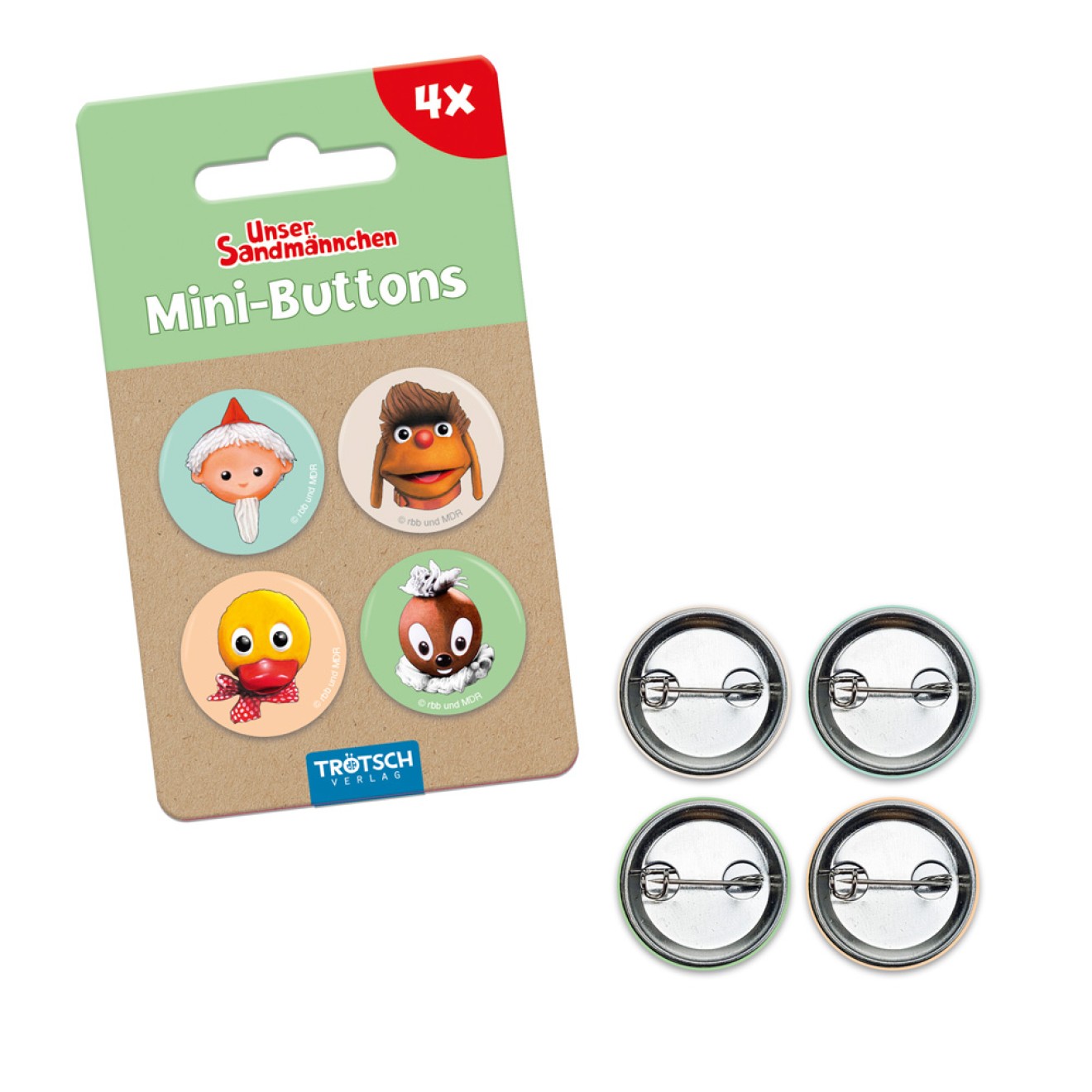 Unser Sandmännchen 4erSet Buttons "Sandmann-retro"