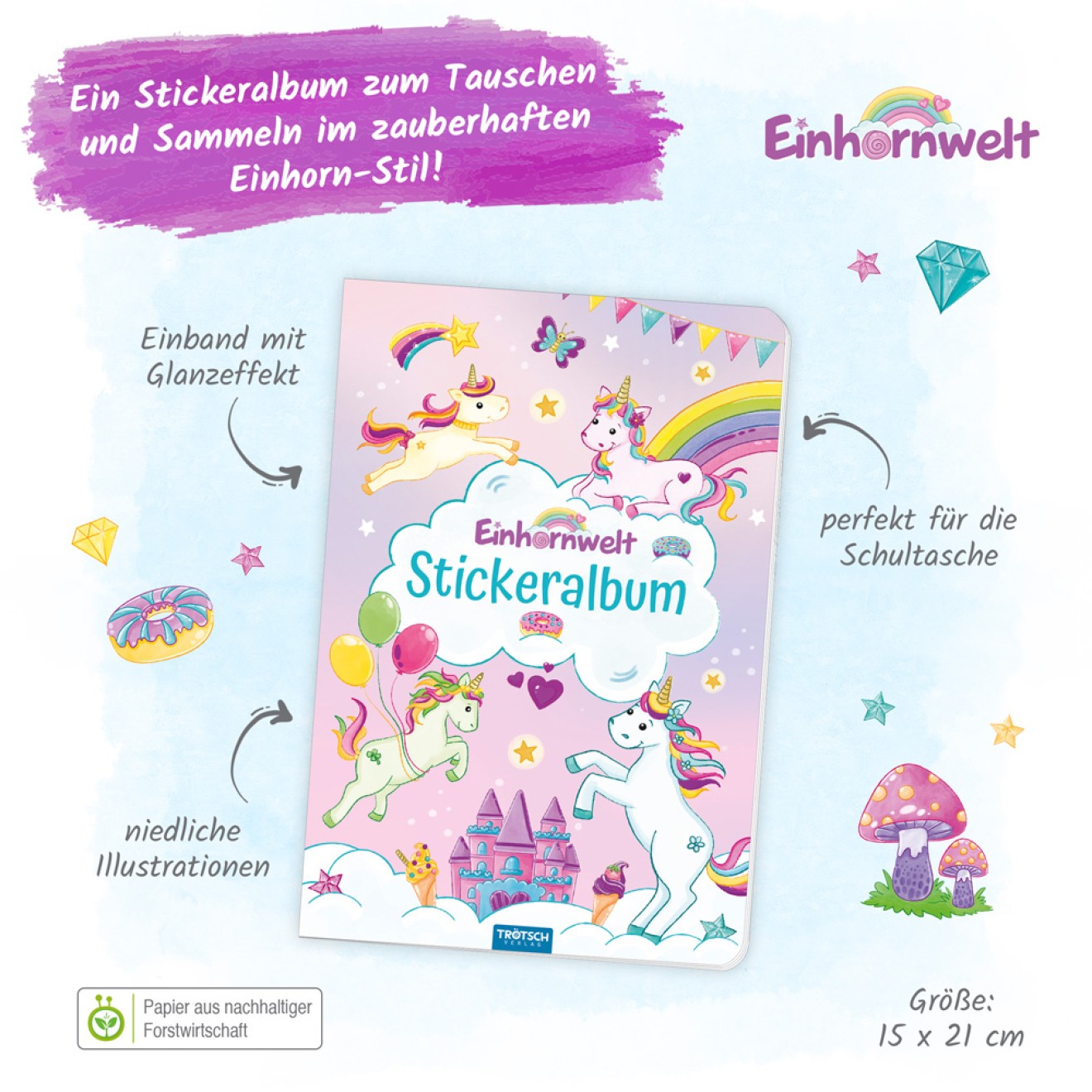 Mein Stickeralbum "Einhornwelt"