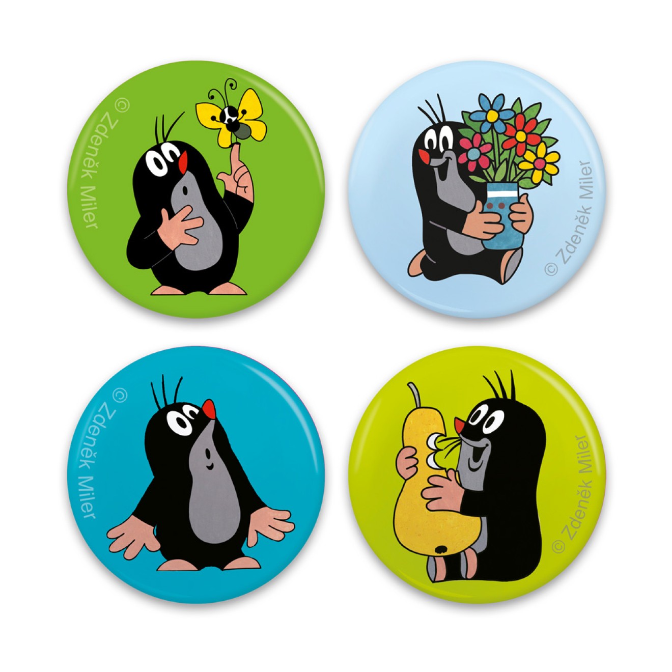 Der kleine Maulwurf Mini-Buttons 4er Set Maulwurf