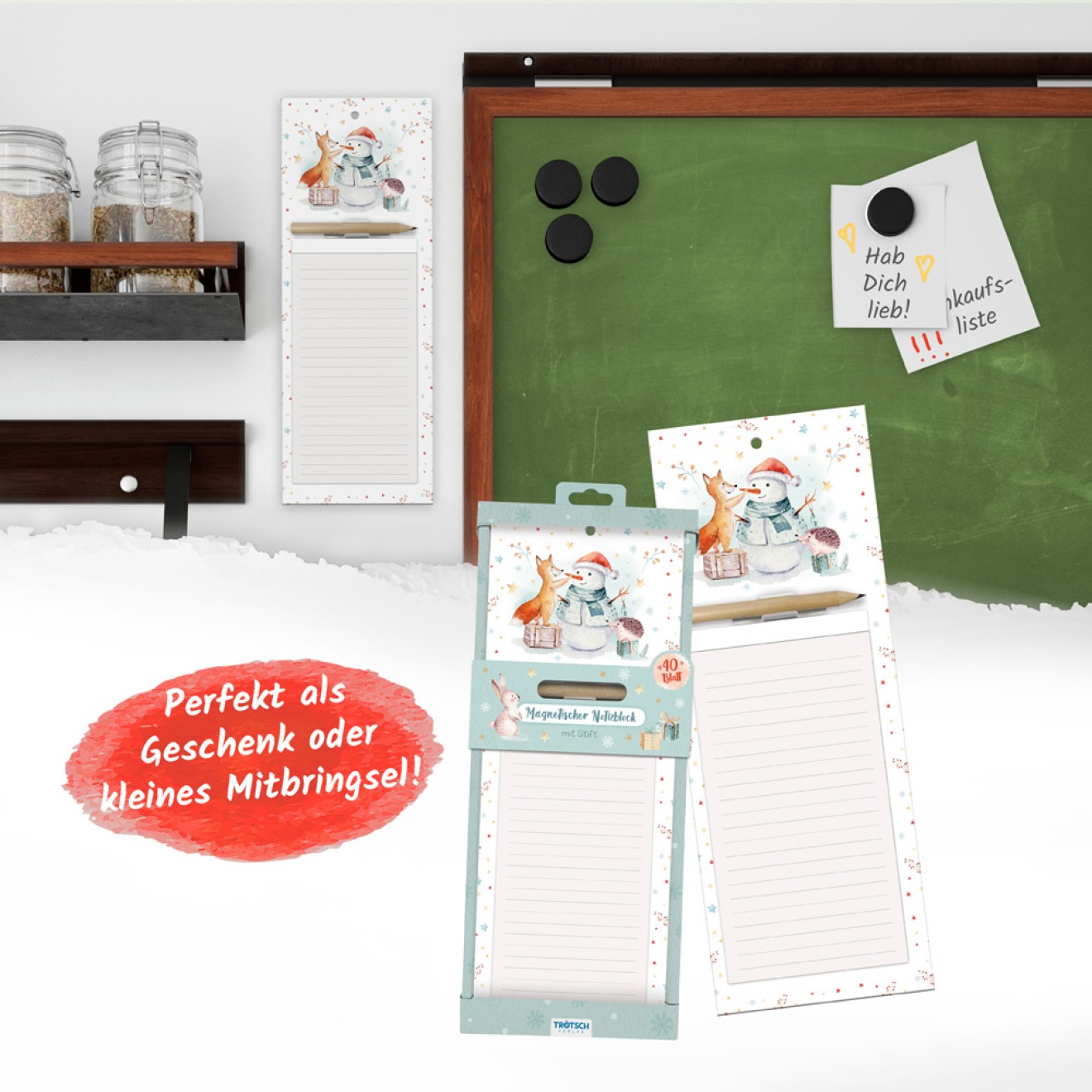 Notizblock mit Stift "Winterwald"