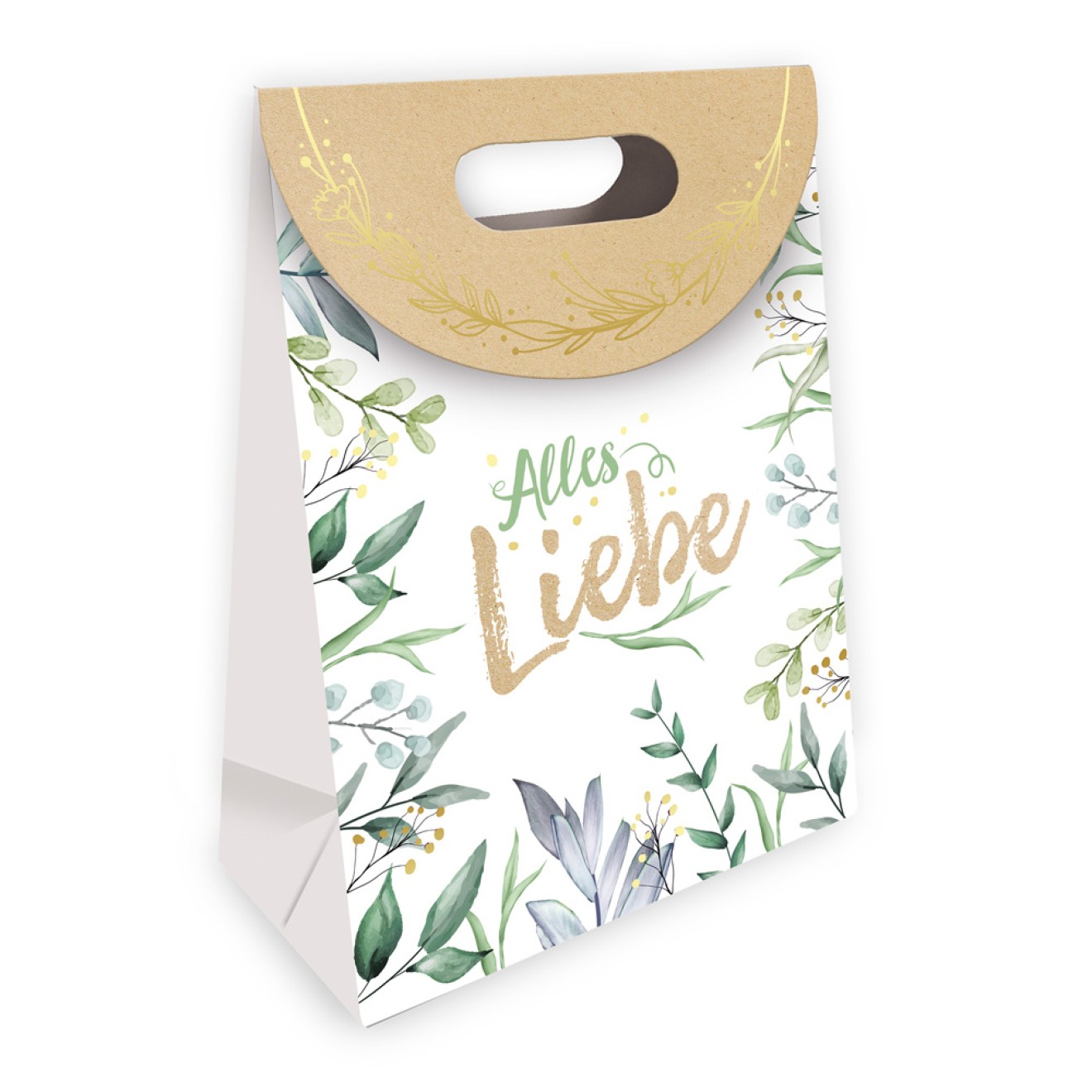 Geschenktasche mit Verschluss medium Natur