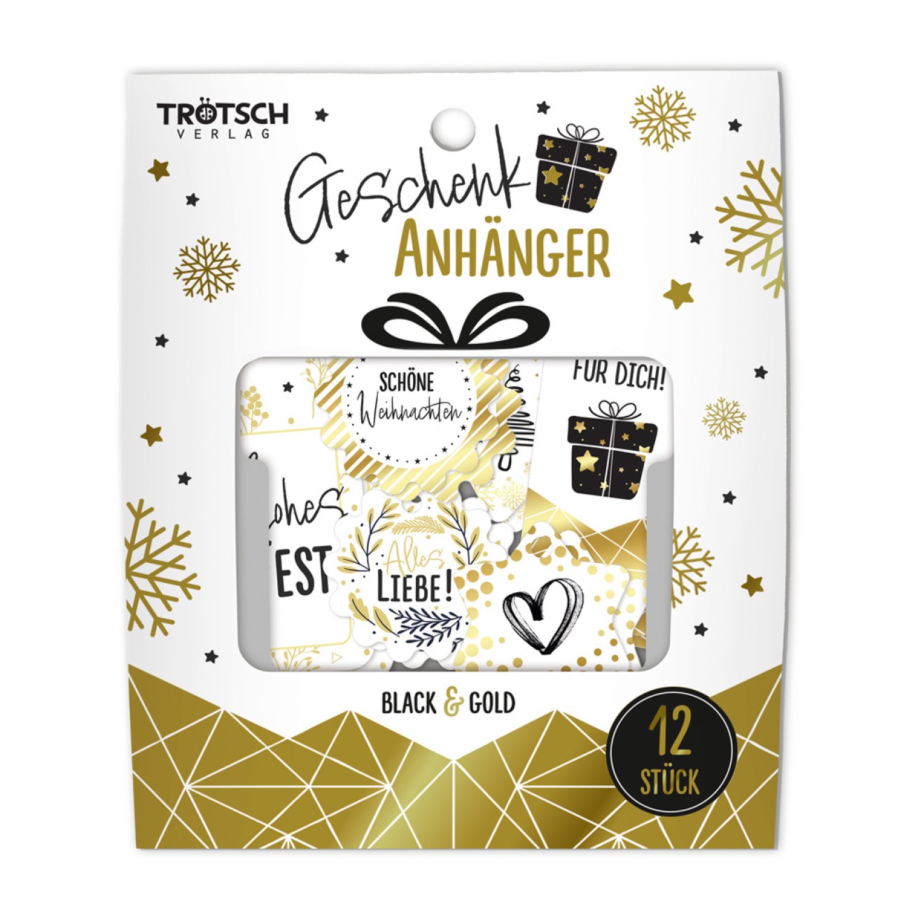 Geschenkanhänger Black and Gold Weihnachten