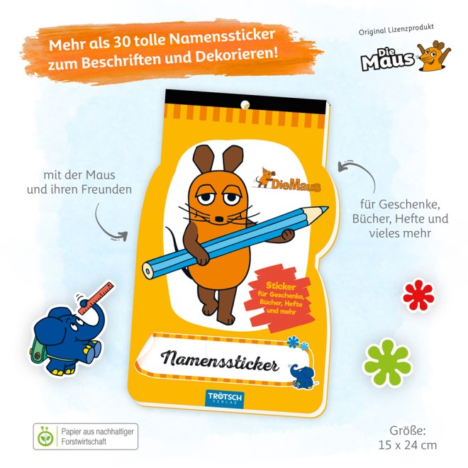 DIE MAUS Namenssticker Maus
