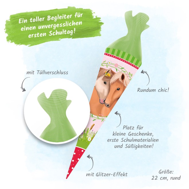 Schultüte Pferde 22 cm